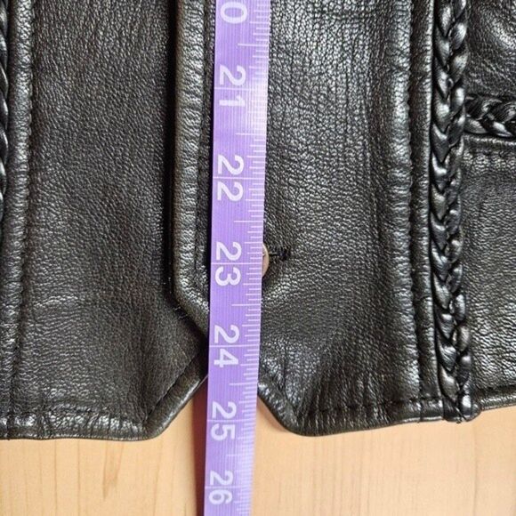 Moto Mod Black Button Front Adjustable Lace Up Sides Motorcycle Riding Vest - Picture 13 of 13